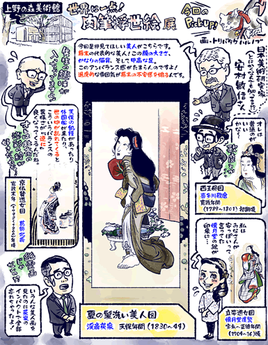 夏の髪洗い美人図 渓斎英泉 京伝賛遊女図 葛飾北斎 西王母図 喜多川歌麿 立姿遊女図 懐月堂度繁