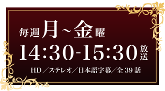 毎週月～金曜　14：30～15：30放送　HD／ステレオ／日本語字幕／全39話