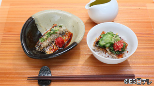 梅雨鰯の梅ダレ焼き、梅雨鰯の薬味たっぷり蒲焼き茶漬け